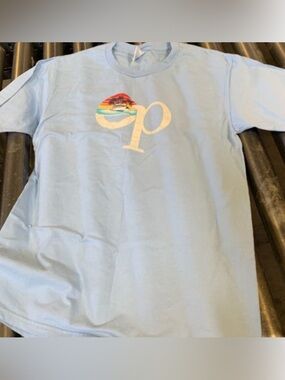 OP Light Blue Short Sleeve Tee with Sunset Logo